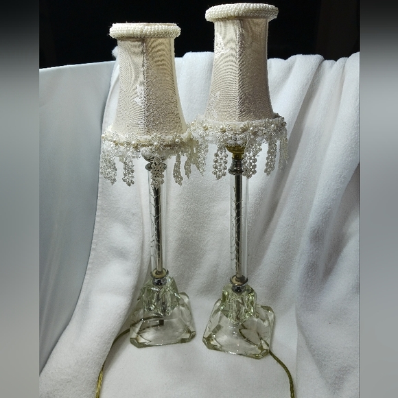 Other Victorian Glass Boudoir Lamp Candlestick Tube Nightstand